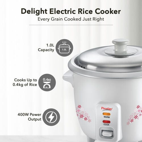 Prestige Delight PRWO Rice Cooker with Close Fit Lid (Off-white)