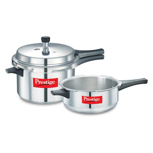 Prestige Popular Aluminium Pressure Cooker 5.5 L & Jr Deep Pan Body Pressure Cooker Without Lid 2.5 L