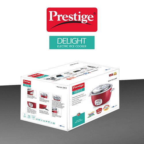 Prestige Cute 2.8-2 Rice Cooker 2.8 L with Close Fit Stainless Steel Lid (Red)