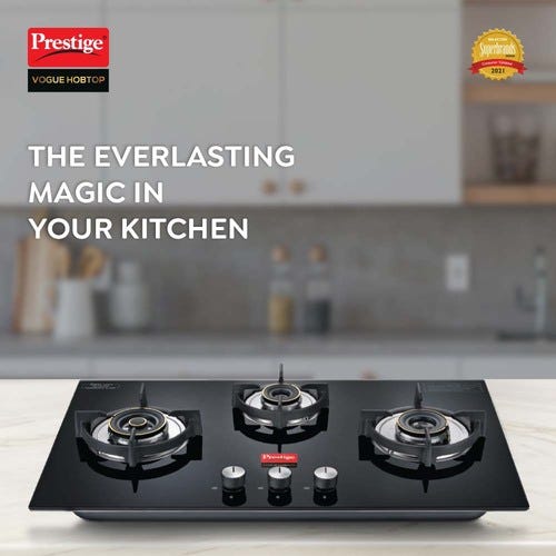 Prestige Vogue Auto Ignition Toughened Glass Hobtop (3 Burners) PHTV 03