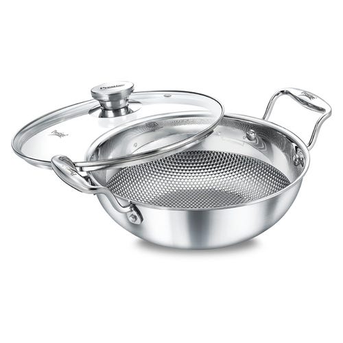 Prestige TRIPLY Designer Kadai 20cm (1.6L) | Honeycomb Non-Stick Surface | Cool Touch Handle | Metal Spoon Friendly | Induction & Gas Compatible | 15Y Warranty