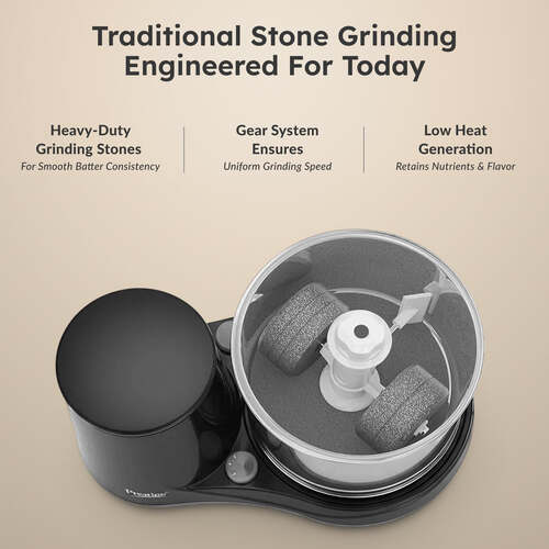 Prestige Ultima Pro 2 Litre Table Top Wet Grinder |200 Watts Heavy Duty Motor|Coconut Scraper Attachment|Atta Kneader Attachment|Stainless Steel Drum|2 Years Warranty|Silver & Black