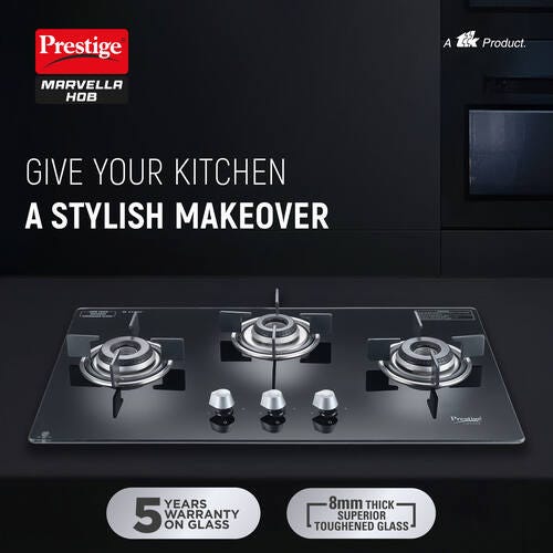 Prestige Marvella Hob Black Al  with Glass Top & Auto Ignition