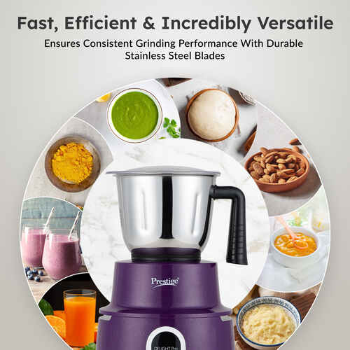 Prestige 750 Watts Delight Pro 6 Jar Mixer Grinder (3 Stainless Steel Jar + 1 Juicer Jar + 1 Multi Utility Jar + 1 Mix-O-Keep Jar)| Multi-Utility Jar| 6 Super Efficient Blades