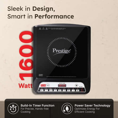 Prestige PIC 20.0 Induction Cooktop 1600 W with Push Buttons (Black) | Indian Menu Options