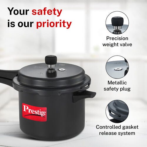 Prestige 5 L, 3 L, 2 L Outer Lid Induction Bottom Pressure Cooker (Hard Anodized)