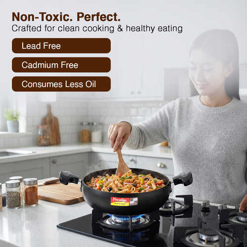 Prestige Hard Anodised Plus Saute Pan with Glass Lid, 20 cm (1.7 L) Black