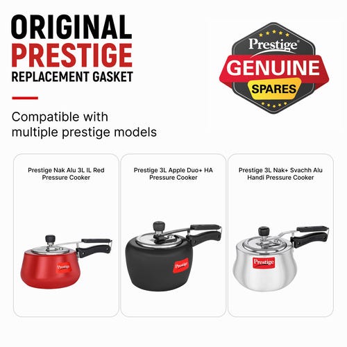Prestige Nakshatra Inner Lid Pressure Cooker Gasket, 3 & 4 Litres - Black
