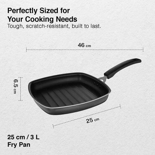 Prestige Omega Select Plus Aluminium Non-stick Coating Square Grill Pan, (Black)