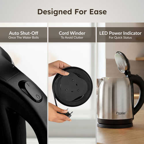 Prestige PKNSS Electric kettle, Silver, 1.0 L (1000 ML With Concealed Element)