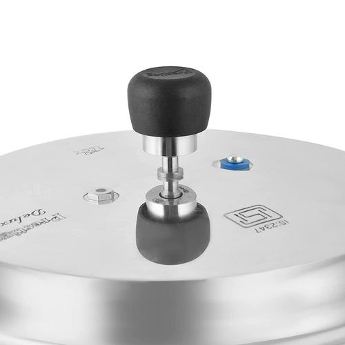 Prestige Deluxe Plus Gas and Induction Compatible Aluminium Pressure Cooker, 5 Litres, Silver