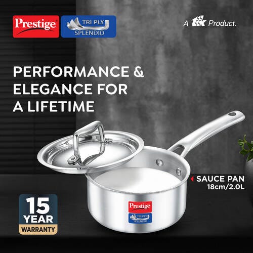 Prestige Tri Ply Splendid Sauce Pan With SS Lid