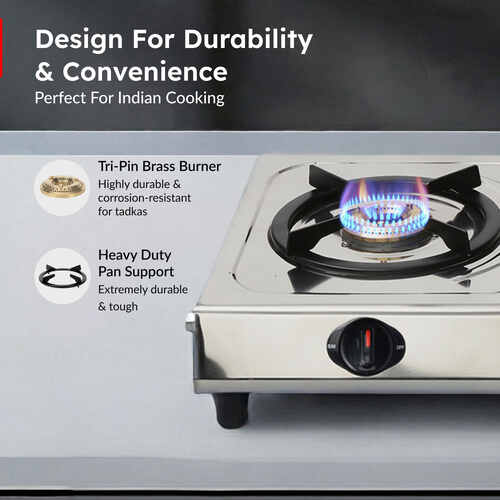 PRESTIGE PRIME LP GAS STOVE (STAINLESS STEEL BODY AND 2 BRASS BURNERS)