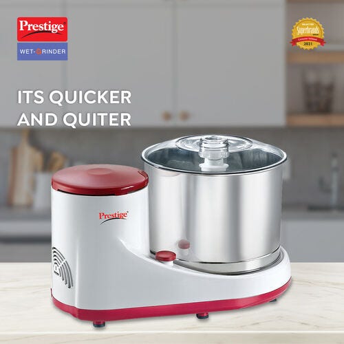Prestige PWG 05 Wet Grinder with Stainless Steel Drum 200 W, 2 L (White, Red)