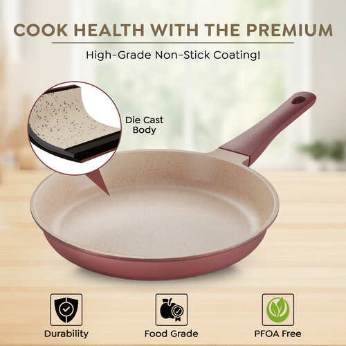 Prestige Omega Die-Cast Non-Stick Fry Pan | 3-Layer Coating | Die-Cast Body | Metal Spoon Friendly | Heavy Base