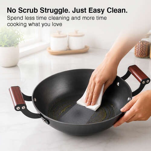 Prestige Lightweight Cast Iron Kadai 24cm/2.4L with Glass Lid | Castlite Series | Durable & Easy to Clean | Enamel Coated | Gas & Induction Compatible | 15Y Product Warranty