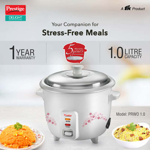 Prestige Delight PRWO Rice Cooker with Close Fit Lid (Off-white)