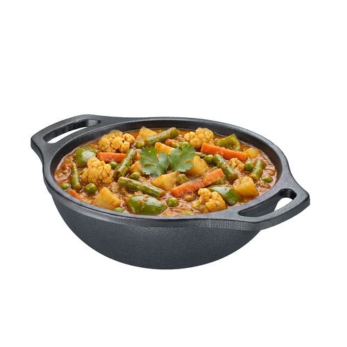 Prestige Cast Iron Kadai 20cm/1L | Neocast Flo | Non-Stick | Chemical Free | Preseasoned | Sturdy Handle | Healthy Eating | Gas & Induction Compatible | Lifetime Warranty 24 cm