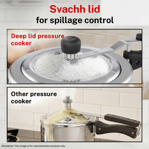 Prestige Nakshatra Svachh Aluminium Inner Lid Pressure Cooker with Unique Deep Lid for Spillage Control, 8 L