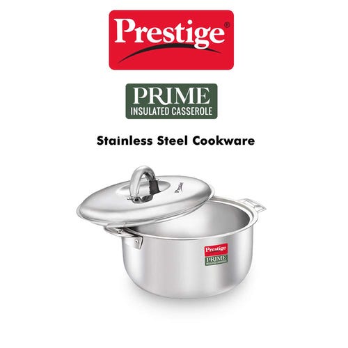 Prestige Prime Stainless Steel Insulated Casserole, Silver