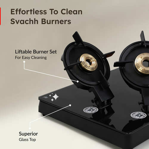 Prestige Svachh Neo Toughened Glasstop Gas Stove with Liftable 4 Burners (Black) - GTSN 04 L