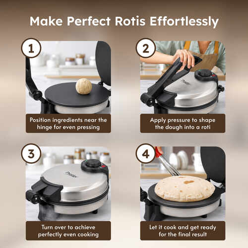 Prestige PRM 3.0 900-Watt Plain Plate Roti Maker (Silver) | Non-Stick Coating