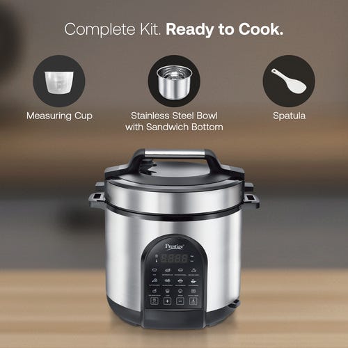 Prestige 6.0L Smart Cook Electric Cooker| 11 Pre-Set Indian Menu| Low Energy Consumption| Stainless Steel Bowl