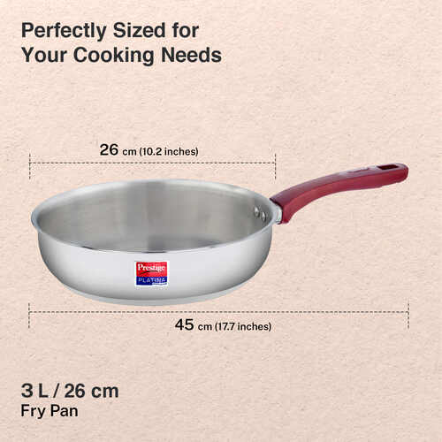 Prestige Platina Popular Stainless Steel Unique Impact Forged Bottom Fry Pan 26cm (3 L) (Silver)