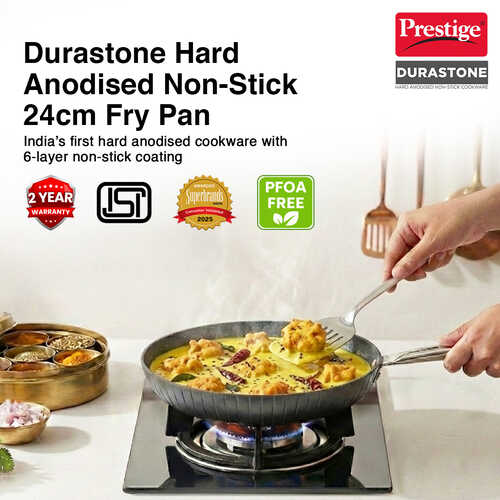 Prestige Durastone Hard Anodised 6 Layer Non-Stick Fry Pan, (24 cm, 1.9 Litre) (Black)