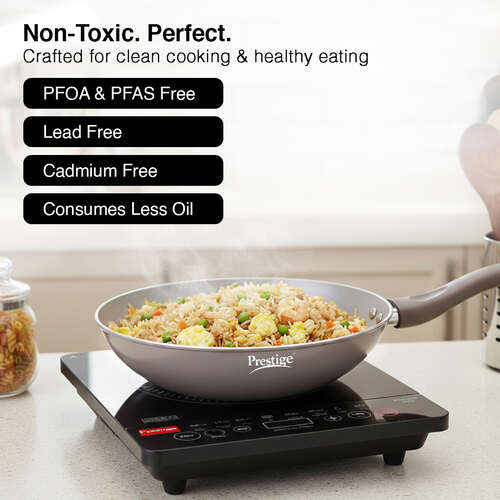 Prestige Ceraglide Duo Ceramic Coating Non Stick Aluminium Cookware Wok Dia 28 cm (3.3 Litre)