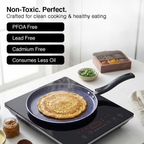 Prestige Ceraglide Ceramic Coated 25cm Non-Stick omni tawa | Consumes Less Oil | Preferred For High Heating & Even Heating | Stain-Resistant | Gas & Induction Compatible | No Harmful Chemicals