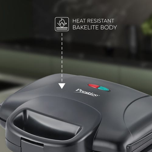 Prestige PGMFD 800 Watt Grill Sandwich Toaster | Non-Stick Grill Plates | Heat Resistant Bakelite Body | Auto Cut Off | Power & Ready Indicators | Easy to Clean | Black | 1Y Warranty | ISI Certified