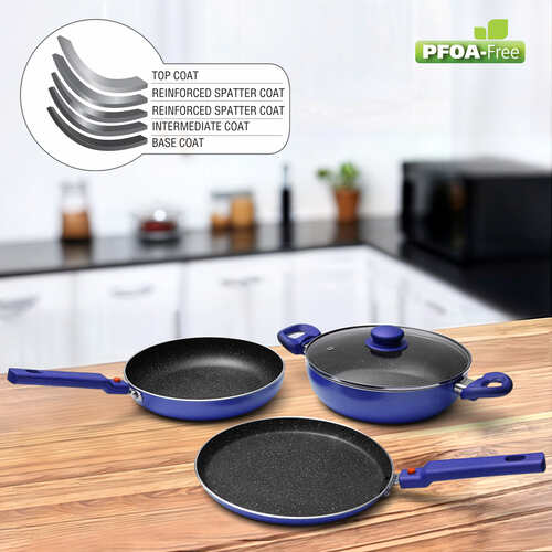 Prestige Omega Festival Pack Induction Bottom Non-Stick Coated Cookware Set (Aluminium, 3 - Piece)