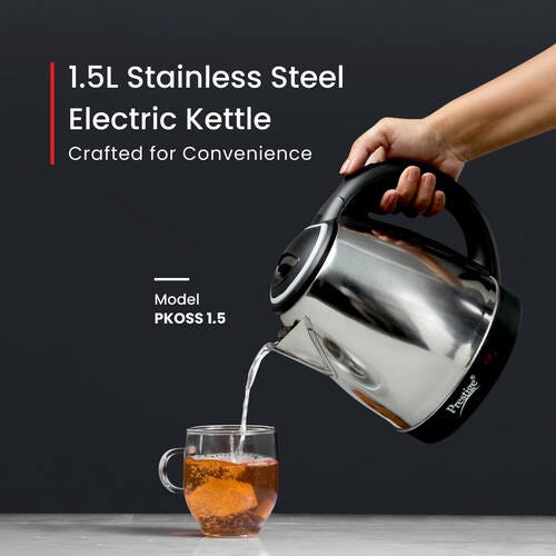 Prestige PKOSS Stainless Steel Electric Kettle 1500W (Silver)