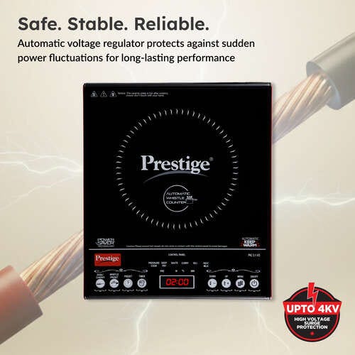 Prestige PIC 3.1 V3, 2000 Watts Induction Cooktop | Indian Menu Options | Automatic Whistle Counter
