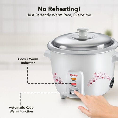 Prestige Delight PRWO Rice Cooker with Close Fit Lid (Off-white)