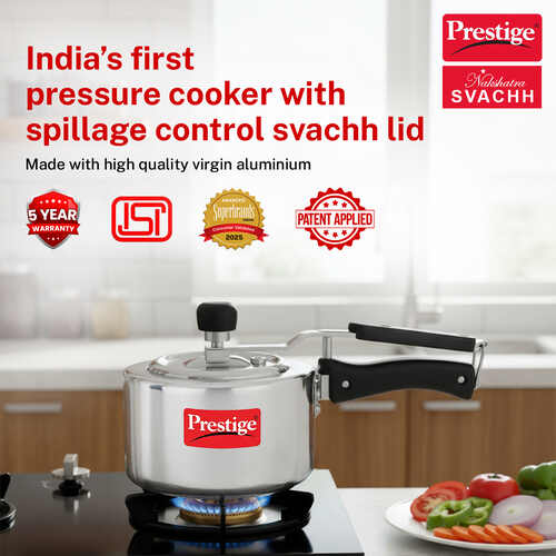 Prestige Nakshatra Svachh Aluminium Spillage Control Pressure Cooker (Silver)