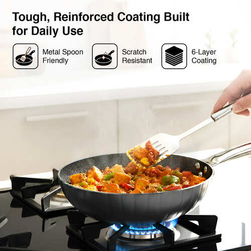 Prestige Durastone Hard Anodised 6 Layer Non-Stick Fry Pan, (20 cm, 1.1 Litre) (Black)