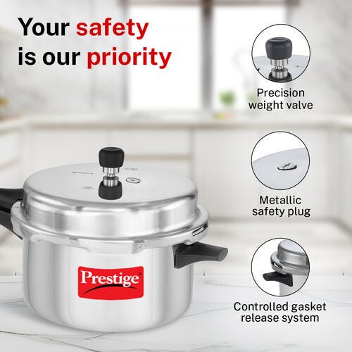 Prestige Popular Virgin Aluminium Precision Weight Valve Pressure Cooker, 7.5 L (Silver)