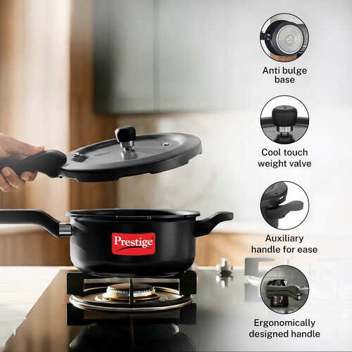 Prestige Svachh Hard Anodised Spillage Control Senior Pressure Cooker, 5 L (Black)