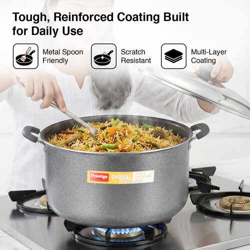 Prestige Omega Select Plus Non-stick PFOA Free Biryani Pot with Stainless Steel Lid