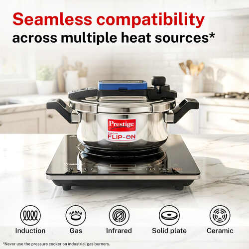 Prestige Svachh Flip-on Stainless Steel Spillage Control Pressure Cooker with Glass Lid, 3 Litre (Silver)
