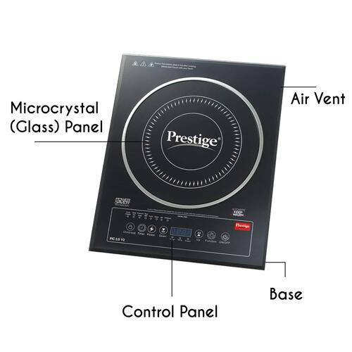 Prestige Omega Deluxe Aluminium Non-Stick 6 Pc Cookware Set with PIC 2.0 V2 2000W Indian Menu Options Induction Cooktop (Black)