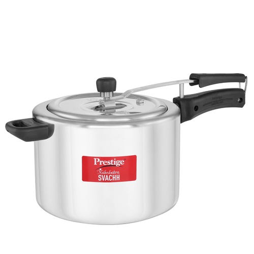 Prestige Nakshatra Svachh Aluminium Inner Lid Pressure Cooker with Unique Deep Lid for Spillage Control, 8 L