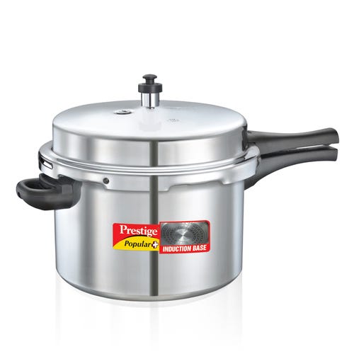 Prestige Popular Plus Virgin Aluminium Gas and Induction Compatible Pressure Cooker, 8.5 L (Silver)