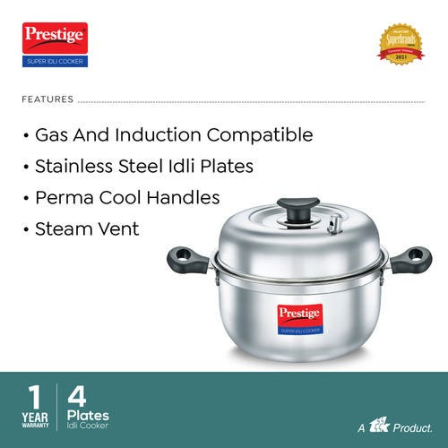 Prestige Super Idli Cooker Steam Vent 4 Plate