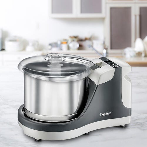 Prestige PWG 09 Wet Grinder with Stainless Steel Drum and Timer 200 W, 2 L (Grey, Silver)