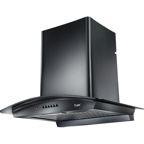 Prestige Kitchen Hood Bliss 60cm Filterless|Powder Coated|3 Speed Controls|Push Buttons Auto Clean Wall Mounted Black 1100 CMH Chimney ()
