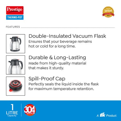 Prestige Thermo-Pot Stainless Steel Coffee & Tea Flask (PSCF 1L)