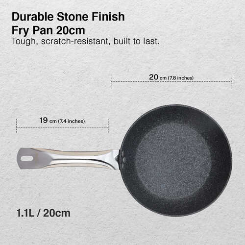 Prestige Durastone Hard Anodised 6 Layer Non-Stick Fry Pan, (20 cm, 1.1 Litre) (Black)